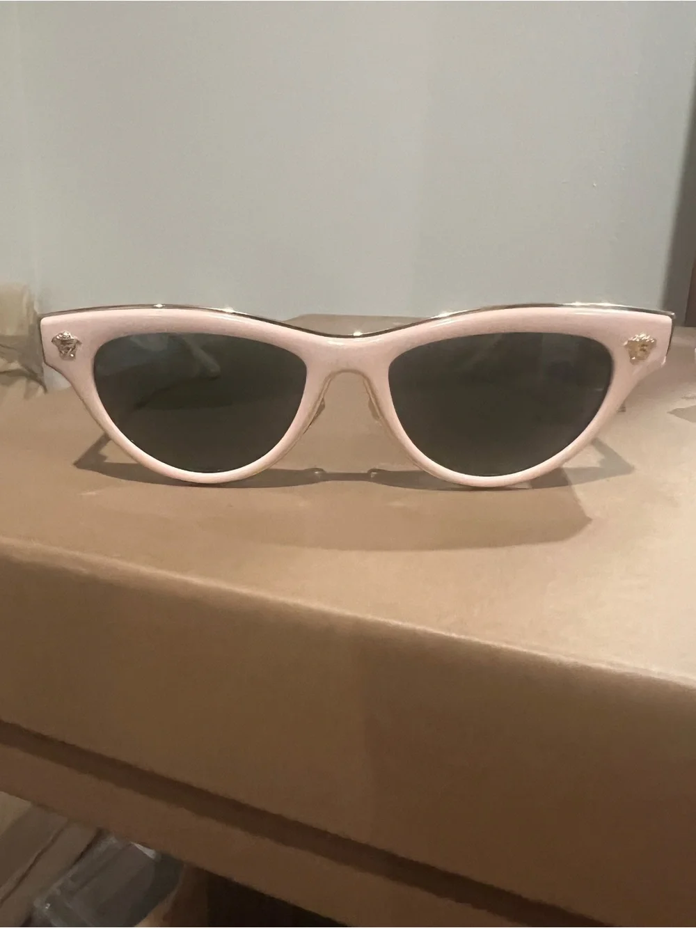 Versace Pink Cat-Eye Sunglasses with Gold Medusa Accents
